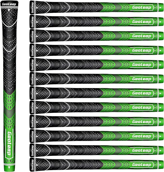 Geoleap Golf Grips Set of 13- Cord Rubber Compound Material, Hybrid Golf Club Grips, All Weather Performance.