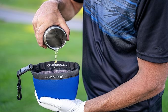 Club Scrub Golf Club and Golf Ball Cleaning Bag, Waterproof Clean Face Technology Liner, Detachable Clip, Machine Washable, Cleans Club Grooves, Dry Exterior (Neoprene or Microfiber Option Available)