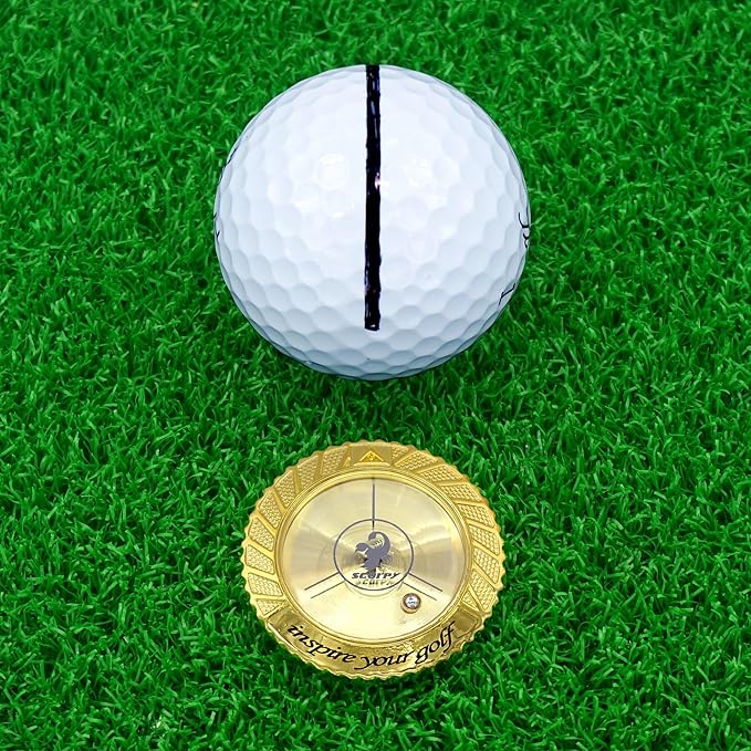 scorpy Golf Level Ball Marker with Metal Bead and Hat Clip, High Precision Putting Green Reading Aid Golf Accessories, Precision Alignment Tool for Perfect Putts
