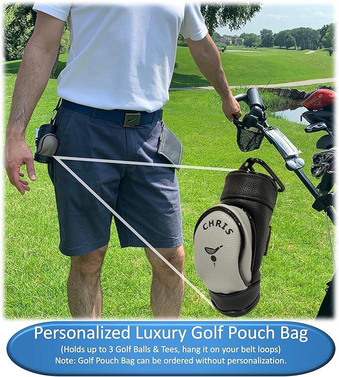 Golf Gifts for Men and Women, Personalized Premium Mini Ball Bag, Holds 3 Balls & Tees. Perfect for Golf Lovers, Optional Kit.