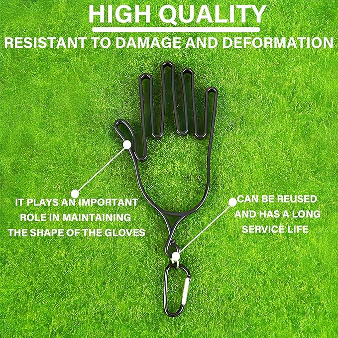 6 Pcs Golf Glove Holder with 6 Metal Hanging Hooks – Golf Glove Stretcher, Support & Drying Rack for Golfers, Football, Baseball and More, for Men and Women
