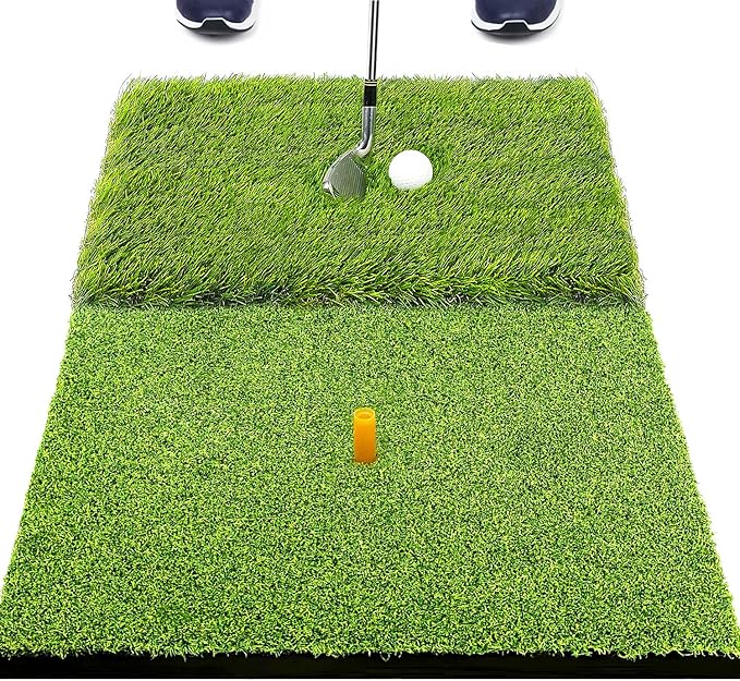 SAPLIZE Foldable Heavy-Duty Golf Hitting Mat with 10mm EVA Backing for Indoor/Outdoor Swing & Chipping, Golf Accessories & Gift for Men & Women