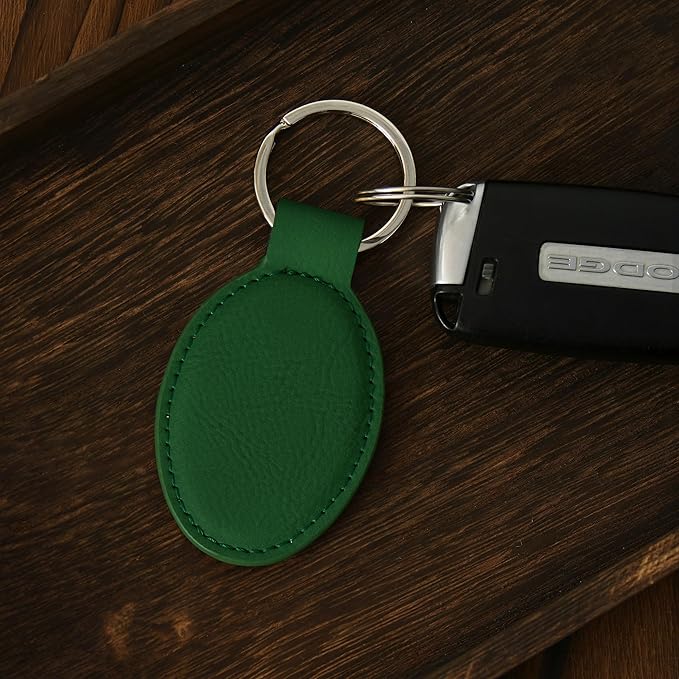 LaserGram Oval Keychain, Golf Ball, Personalized Engraving Included (Green)