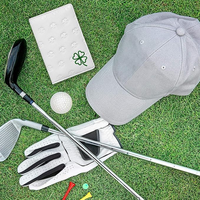 FINGER TEN Golf Scorecard Holder with 2 Free Pencils Value Pack, Premium Leather Yardage Books Cover Weatherproof, Lightweight Portable Score Tracking Accessories for Men Women