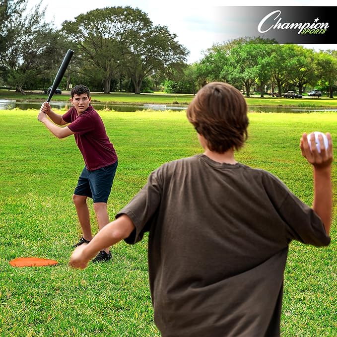 Champion Sports Baseball/Softball Throw Down Base Sets – Durable Indoor/Outdoor Training Bases – Sets of 4 or 5 in Orange or White
