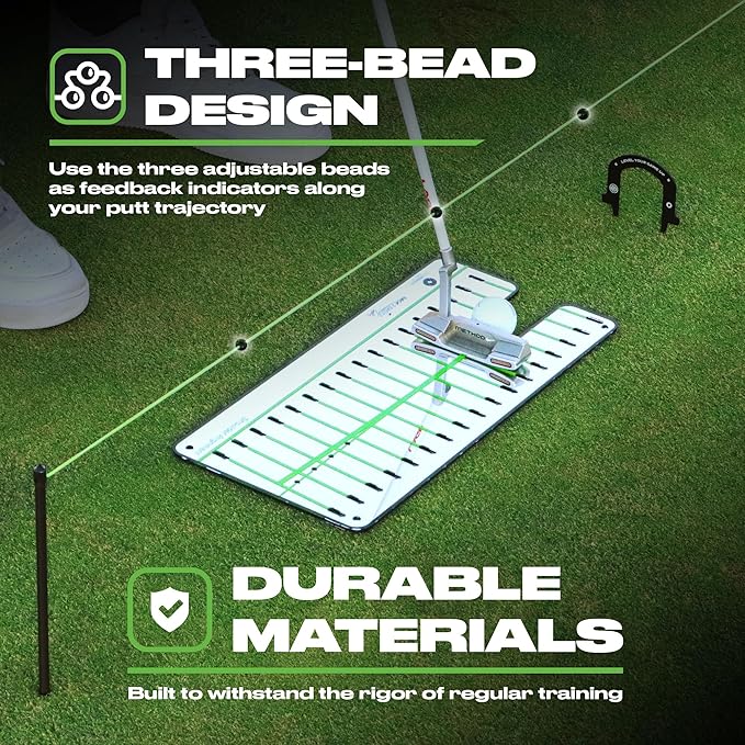 Triple Bead Golf Alignment String Line, Putting Aid for Indoor & Outdoor, Golf Putting Trainer, Putting String Line for Golf, Golf Putting Training Aid for Precision, Putting Alignment String