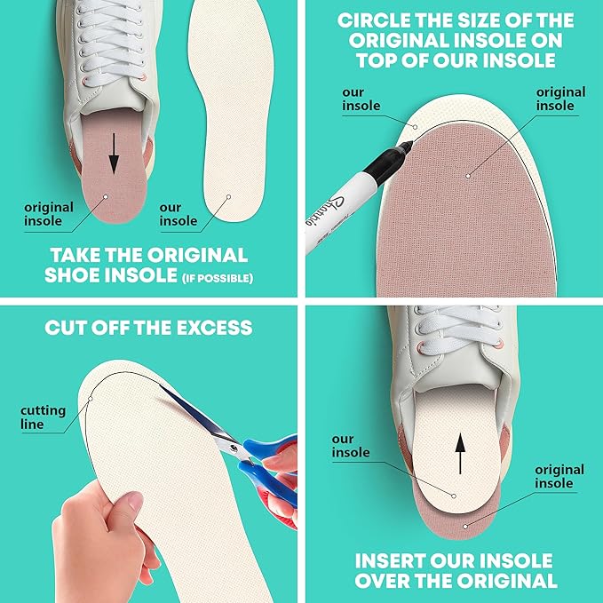 Shoe Filler Insert - Full Length Daily Latex Foam Shoe Inserts, Shoe Insoles for Shoes That are Too Big, 3 Pairs (EU 37, US Women 7 Men 4)
