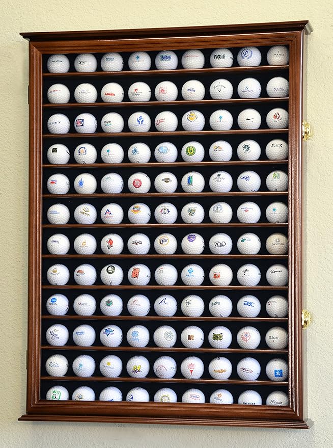 Golf Ball Display Case Holder Cabinet Wall Rack Stand Select Your Size 98% UV Lockable 5 Sizes 4 Colors to Choose