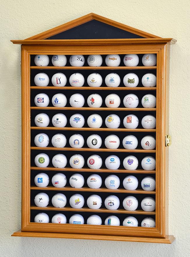 Golf Ball Display Case Holder Cabinet Wall Rack Stand Select Your Size 98% UV Lockable 5 Sizes 4 Colors to Choose