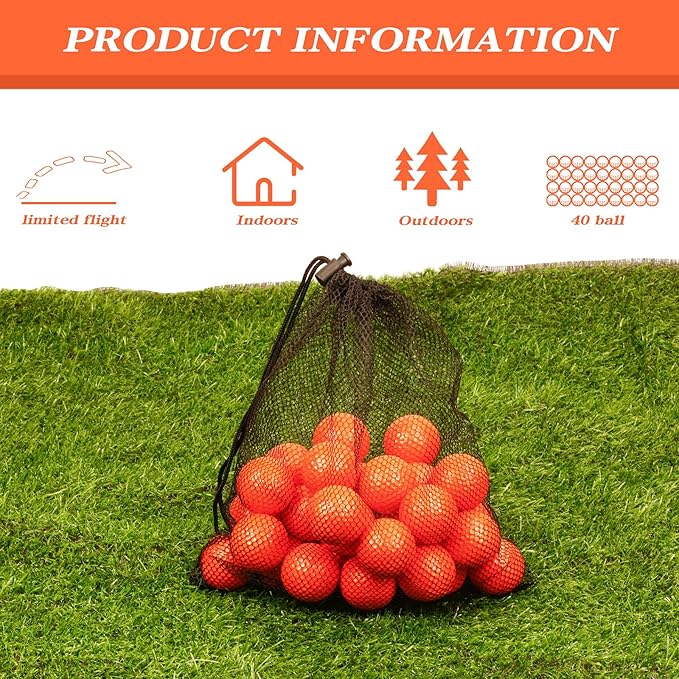 40 Pack Foam Golf Practice Balls - Realistic Feel and Limited Flight Training Balls for Indoor or Outdoor