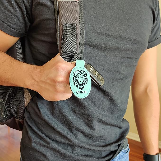 LaserGram Oval Keychain, Golf Ball, Personalized Engraving Included (Teal)