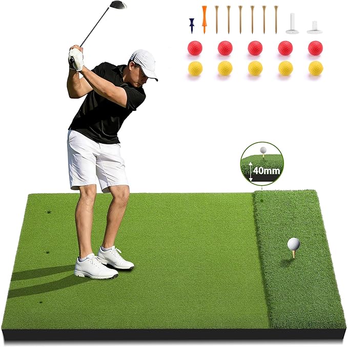 Fanshaw Premium Dual-Turf Golf Mat: 5x4ft Thickened for Backyard, Driving Range, Indoor & Outdoor Practice Hitting, Swing & Chipping, Ideal Gifts for Men Dad