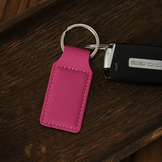 LaserGram Rectangle Keychain, Coat of Arms Germany, Personalized Engraving Included (Hot Pink)