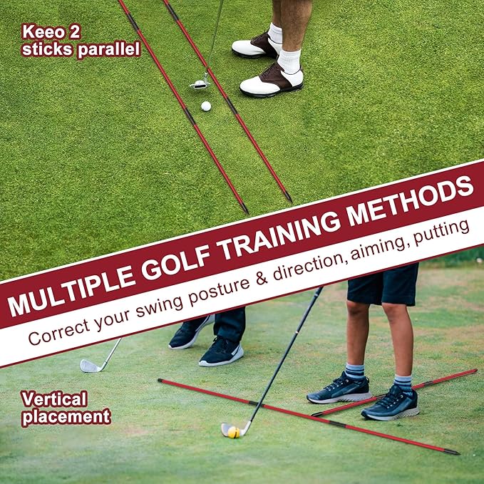 Kulamait 2 Pack Golf Alignment Sticks,Collapsible Golf Alignment Rods 48" Golf Practice Sticks Golf Training Aid for Aiming,Putting,Golf Training Sticks with Clear Tube Case