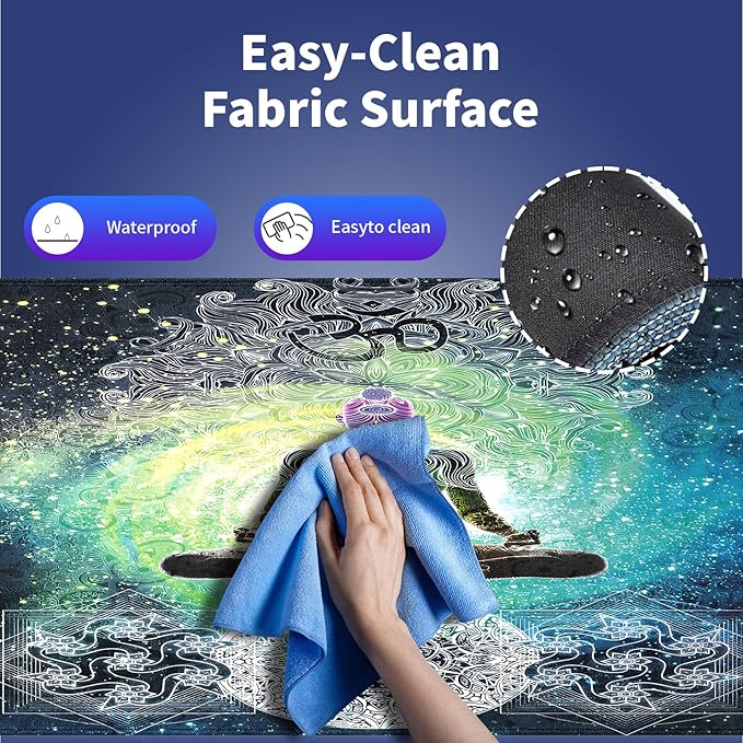 Wknoon. Extra Large Gaming & Office Mouse Pad (31.5" x 11.8") – Yoga Mandala Design Zen Meditation Hippie Style with Sign Chakra Art, Premium Anti-Slip XXL Desk Mat with Durable Stitched Edges