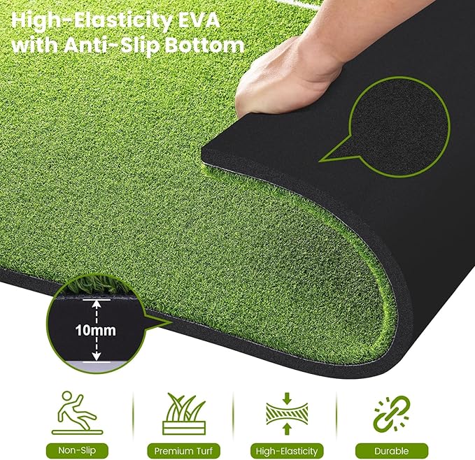 Golf Mat, 5x4ft & 6x4ft Extra Large Integrated Tri-Turf Golf Hitting Mats Practice Outdoor & Indoor, Premium 26mm Thick Durable Artificial Turf Matt for Backyard Training Driving Chipping, Swinging