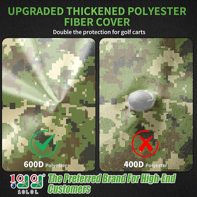 10L0L Heavy Duty 650D Golf Cart Cover for 2/4/6 Passengers EZGO, Club Car and Yamaha, All Weather Outdoor Protection Weatherproof