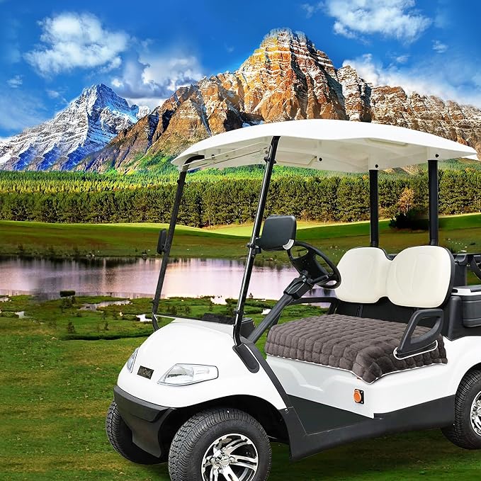 YOKYHOM Golf Cart Seat Covers, Supreme Comfort Golf Cart Seat Towel Blanket, Heavyweight Deep-Pile, Fits EZGO, Yamaha, Club Car and More 2-Seat Carts, 50"x 27.5", Brown