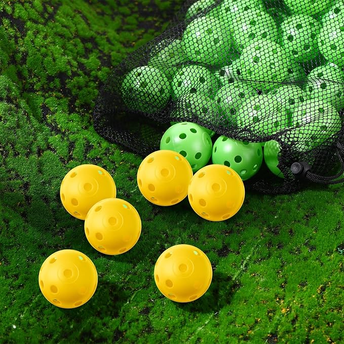 80 Pack Practice Golf Balls Limited Flight 42 mm Golf Training Airflow Hollow Plastic Ball for Women Men Indoor Outdoor Driving Range Swing Practice Home