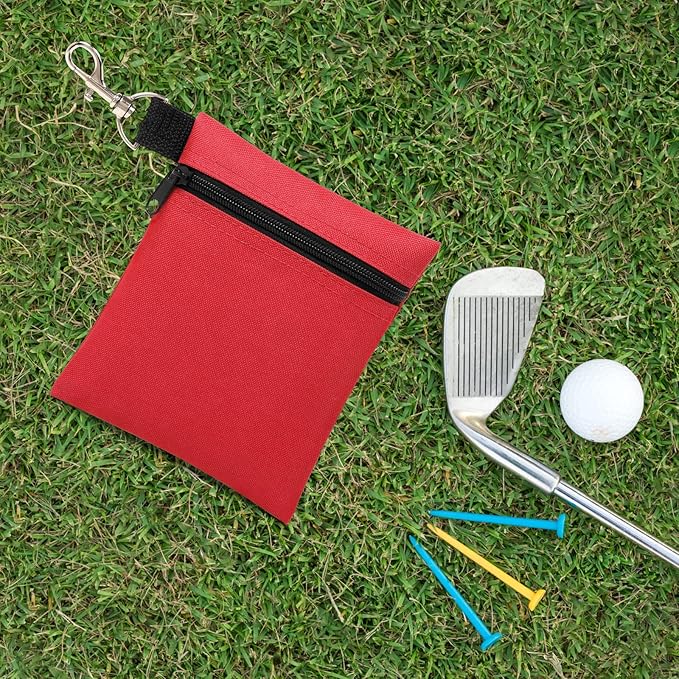 BuyAgain Golf Tee Pouch, 5.62 X 6.87 Inch Professional Zipper Golf Tee/Ball Pouch Bag with Metal Lobster Claw Clip