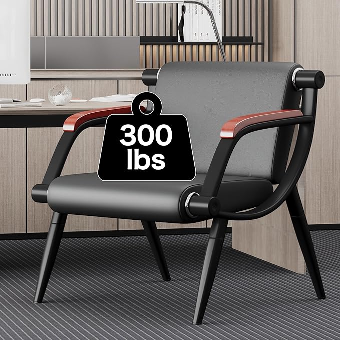 wonline Office Waiting Room Chairs Set of 2 Black Reception Guest Chairs with Arms Lobby & Waiting Room Furniture for Clinic, Hospital, Airport, Salon, Bank, Barber