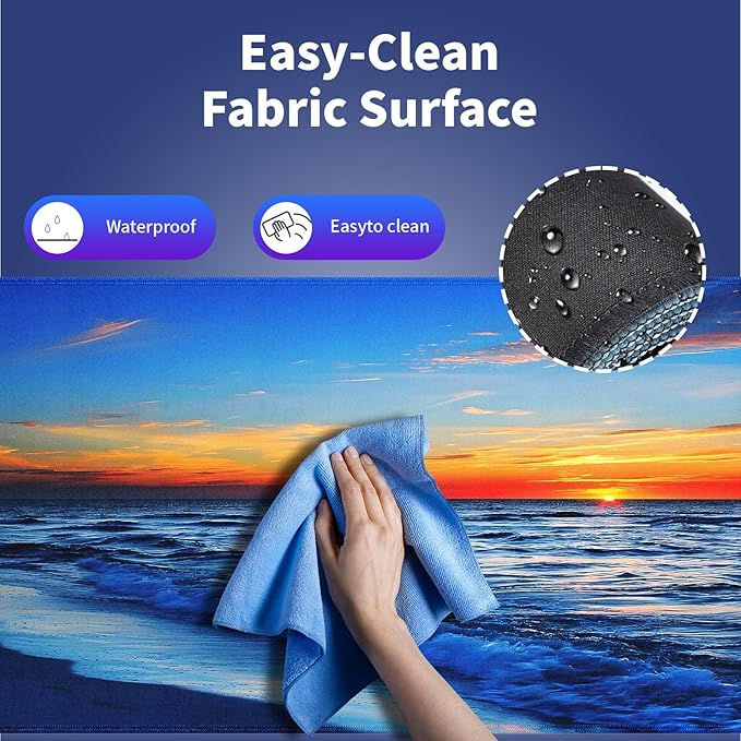 Wknoon. Extra Large Gaming & Office Mouse Pad (31.5" x 11.8") with Durable Stitched Edges – Sunset Glow Over The Blue Ocean Wave Scene, Anti-Slip Base & Smooth Fabric Surface Extended XXL Desk Mat