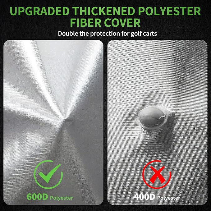 10L0L Heavy Duty 650D Golf Cart Cover for 2/4/6 Passengers EZGO, Club Car and Yamaha, All Weather Outdoor Protection Weatherproof