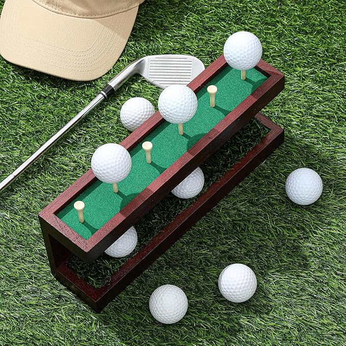 Menkxi Rustic Wood Golf Ball Holder 12.5 x 3 Inch Wall Mounted Vintage Display Stand Floating Shelf with Golf Tees for Christmas Storage Party Decor Supplies