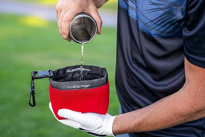 Club Scrub Golf Club and Golf Ball Cleaning Bag, Waterproof Clean Face Technology Liner, Detachable Clip, Machine Washable, Cleans Club Grooves, Dry Exterior (Neoprene or Microfiber Option Available)