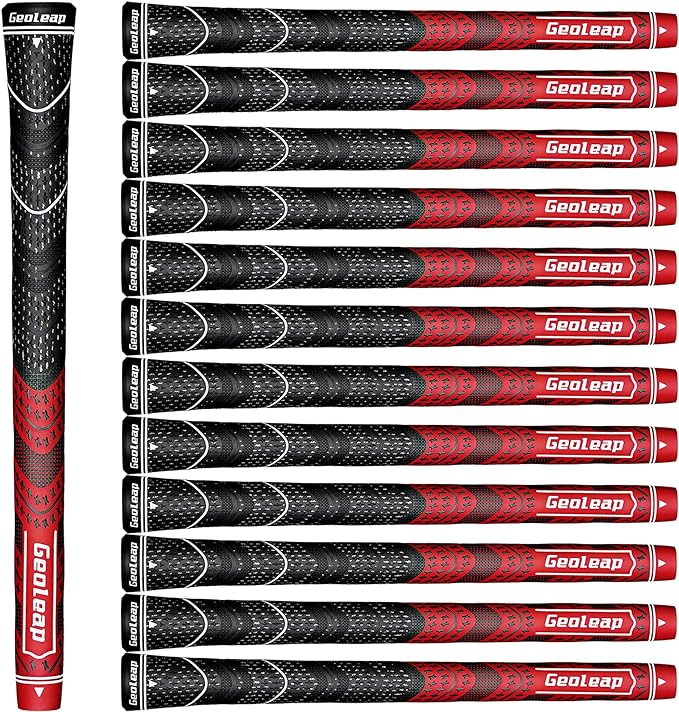 Geoleap Golf Grips Set of 13- Cord Rubber Compound Material, Hybrid Golf Club Grips, All Weather Performance.
