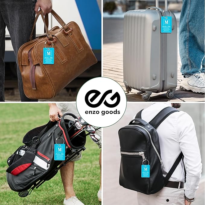 Personalized Luggage Tag | 4 Pack | Custom Luggage Tags for Suitcases | Kids Backpack Tag | 10 Color Options & Choose Font, Font Color