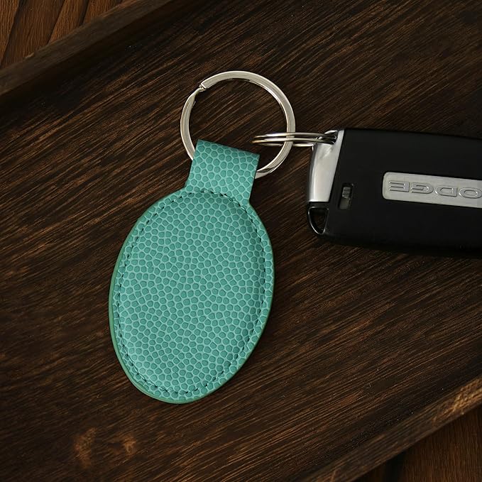 LaserGram Oval Keychain, Golf Ball, Personalized Engraving Included (Basketball Teal)
