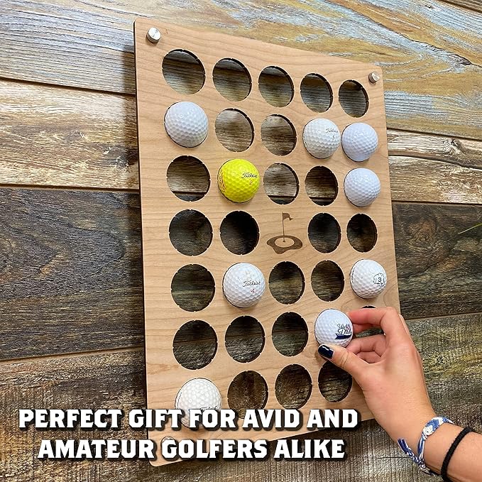 Torched Golf Ball Display Holder Collector’s Case Holds 39 Golf Balls Wall Mount Decor