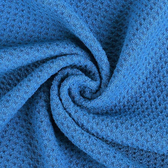Mile High Life Tri-fold Golf Towel | 16" X 24" | Premium Microfiber Fabric | Waffle Pattern | with Heavy Duty Carabiner Clip | for Men and Women (Blue)