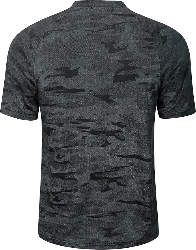 TAPULCO Mens Collarless Golf Shirts Short Sleeve Dry Fit Stretch Casual Breathable Lightweight Tshirts