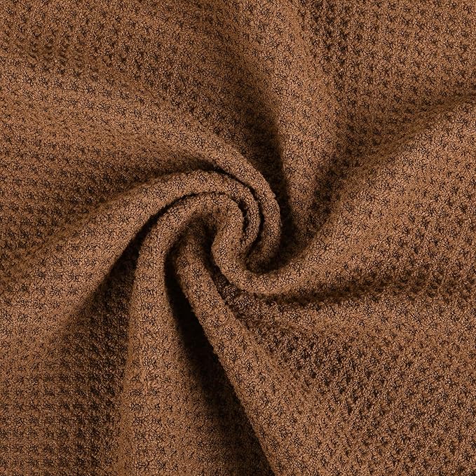 Mile High Life Tri-fold Golf Towel | 16" X 24" | Premium Microfiber Fabric | Waffle Pattern | with Heavy Duty Carabiner Clip | for Men and Women (Brown)