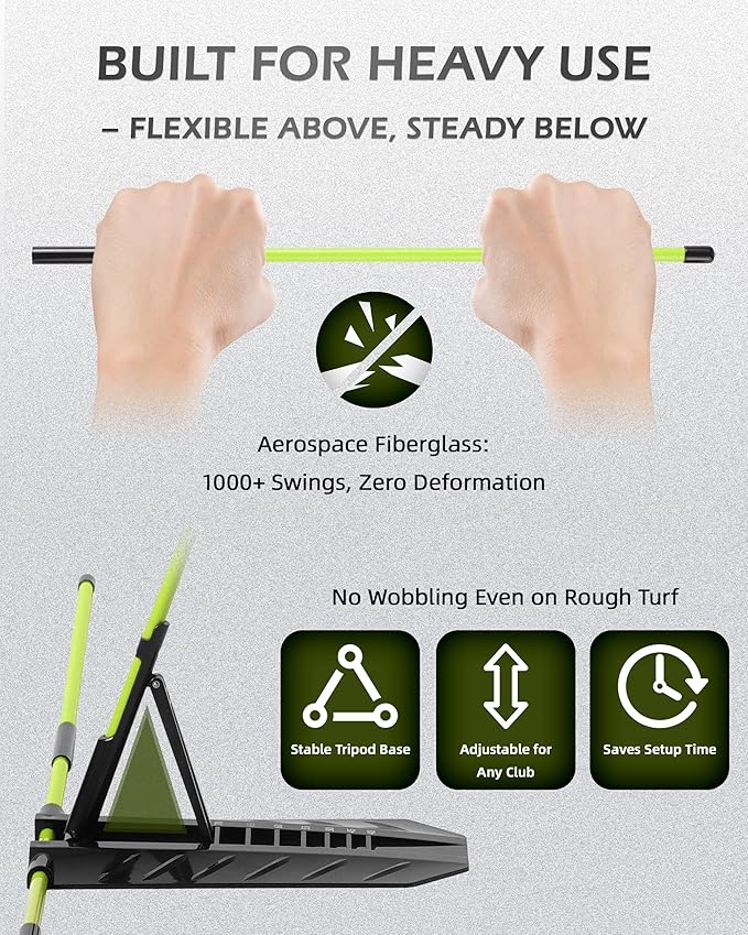Golf Swing Training Aid, Golf Alignment Stick with Angle Plate/Holder Sets, Posture Corrector Golf Trainging Aid, Swing Plane Trainer for Aiming, Putting, Swing/Golf Practice Tools