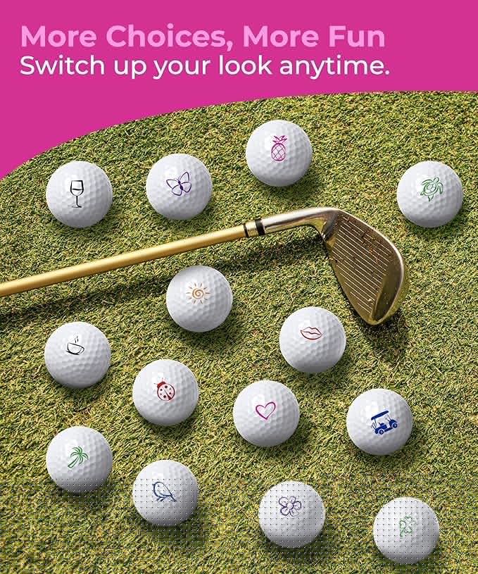 Self-Inking Golf Ball Stamp | Chic & Fun Golf Ball Stamper | Fast-Drying, Waterproof Golf Ball Marker Stamp | Reusable Golf Accessories for Women | Golfer Gifts | Golf Gadgets