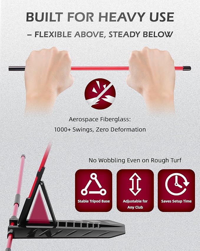 Golf Swing Training Aid, Golf Alignment Stick with Angle Plate/Holder Sets, Posture Corrector Golf Trainging Aid, Swing Plane Trainer for Aiming, Putting, Swing/Golf Practice Tools