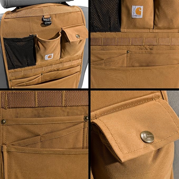 Carhartt Universal Nylon Duck Automotive Seat Back Organizer, Organization for Work and Kids, Gravel